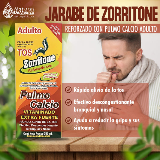 Jarabe Adulto Tos Zorritone Reforzado con Vitamina C y Propoleo Pulmo Calcio Vitaminado Extra Fuerte 250ml