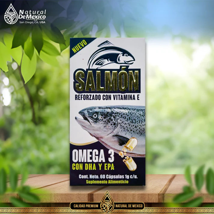 Suplemento Alimenticio Salmon Reforzado con Vitamina E Omega 3 con DHA y EPA 60 Capsulas