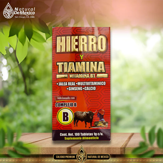 Suplemento Basico Hierro y Tiamina Vitamina B1 100 Tabletas