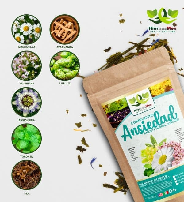 Compuesto Herbal Ansiedad Herbal Compound 100% Natural Wild Crafted 4 oz.