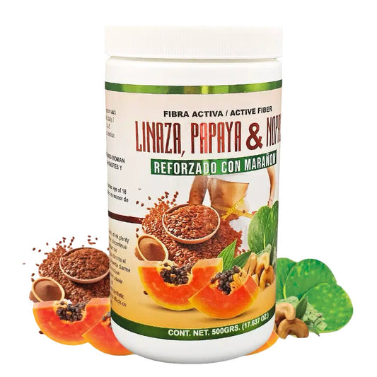 Polvo de Linaza Papaya y Nopal Reforzado con Marañon Powder 8 oz. 100% Natural