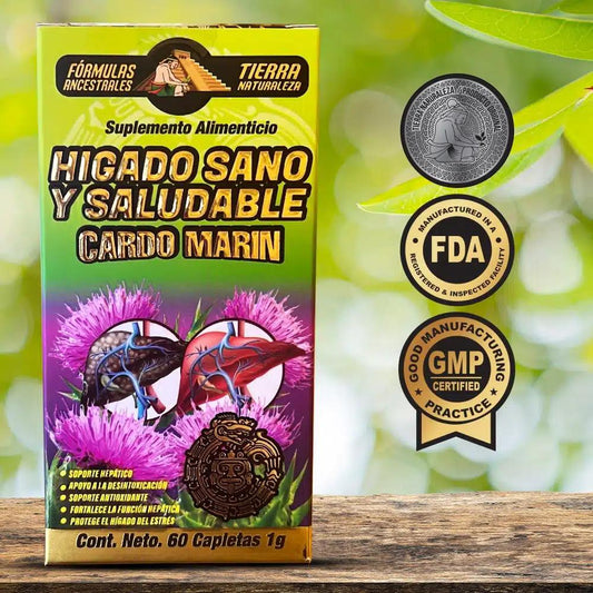 Suplemento Higado Sano Saludable Cardo Marin Cardo Mariano Tierra Naturaleza 60 Caplets