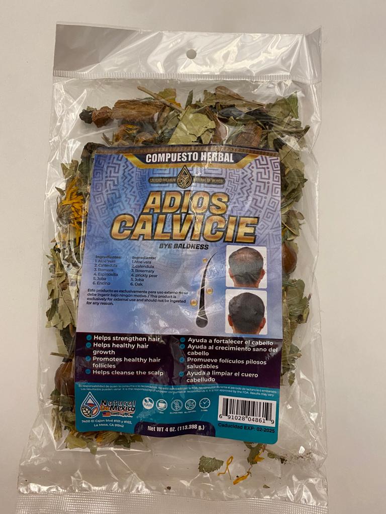 Adios Calvicie Compuesto Herbal 4 oz. 113gr. Estimulante Capilar Natural