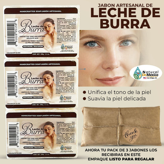 Leche de Burra Skin Hydrating Soap Bar Jabon de Barra 3 Pack