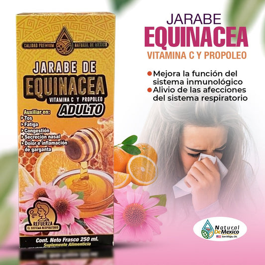 Jarabe de Equinacea Adulto 250ml Mejora Funcion Sistema Inmune Alivio Infecciones Respiratorias